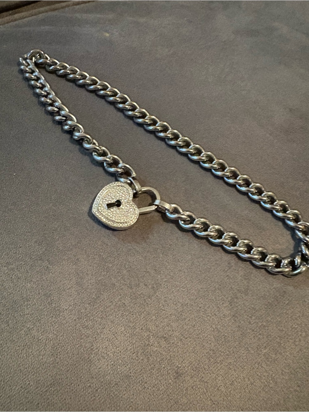 Juicy Couture Silver-Tone Pave Heart Padlock Necklace - Picture 3 of 3